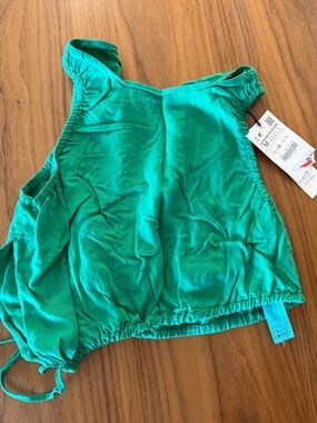 Zara Teal Green Drawstring Crop Tank Top